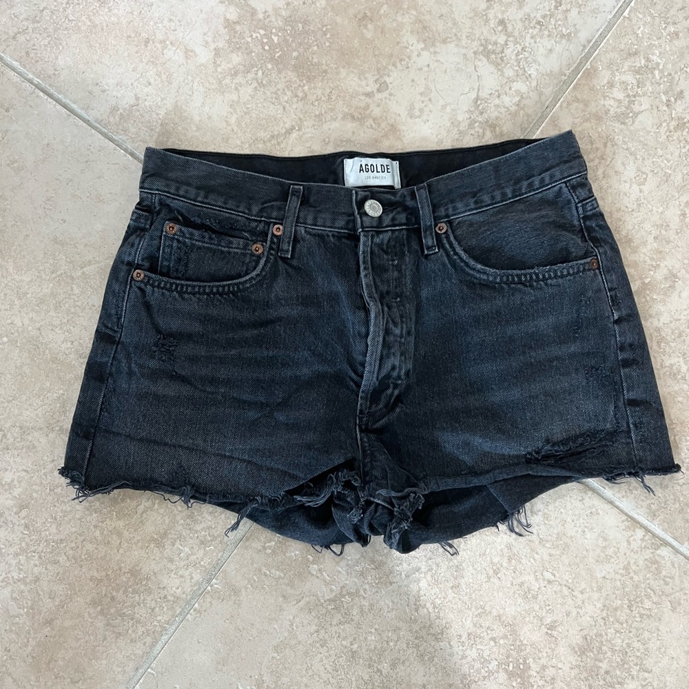 Agolde Black Jeans Shorts